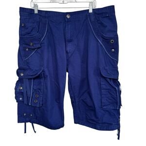 Request Jeans Men’s Blue Multi Pocket Utility Cargo Shorts Outdoor Streetwear 40